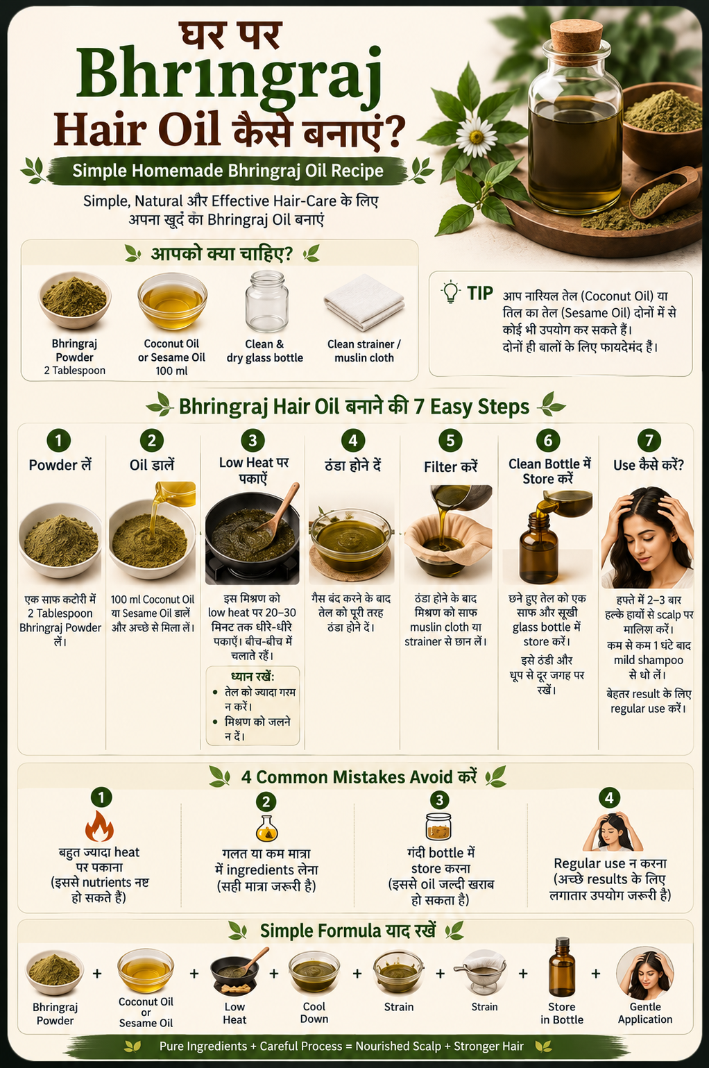घर पर Bhringraj Hair Oil कैसे बनाएं मुख्य इन्फोग्राफिक