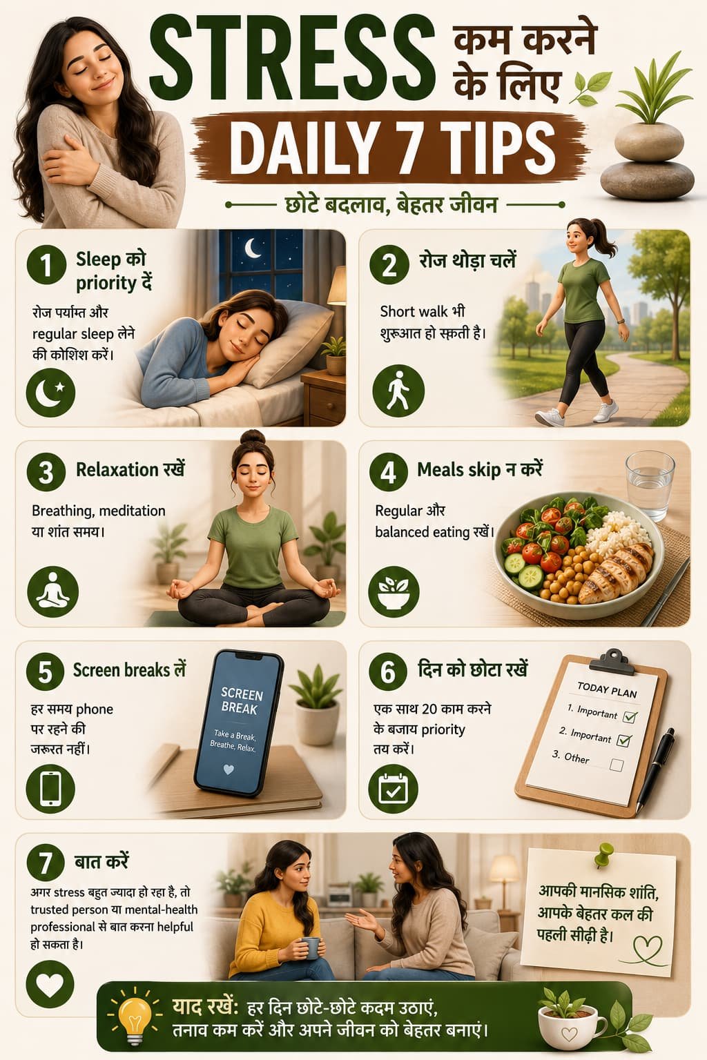 Stress कम करने के 7 दैनिक सुझाव